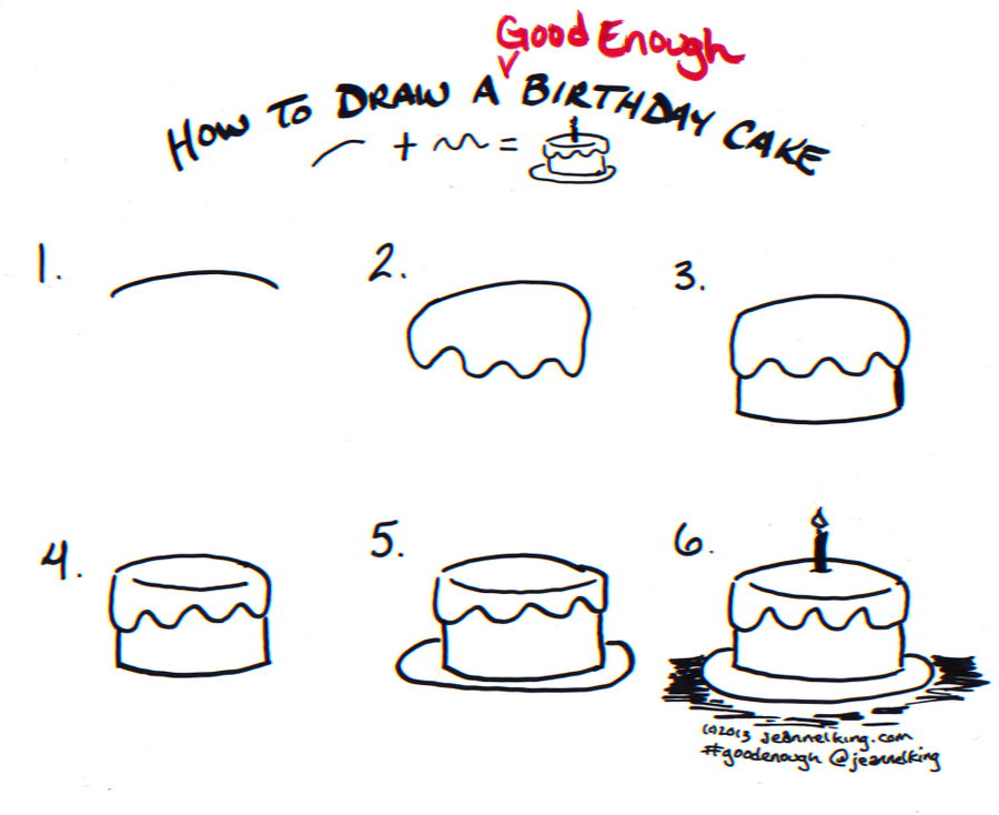 jeannelkingcom How to draw a Good Enough birthday cake