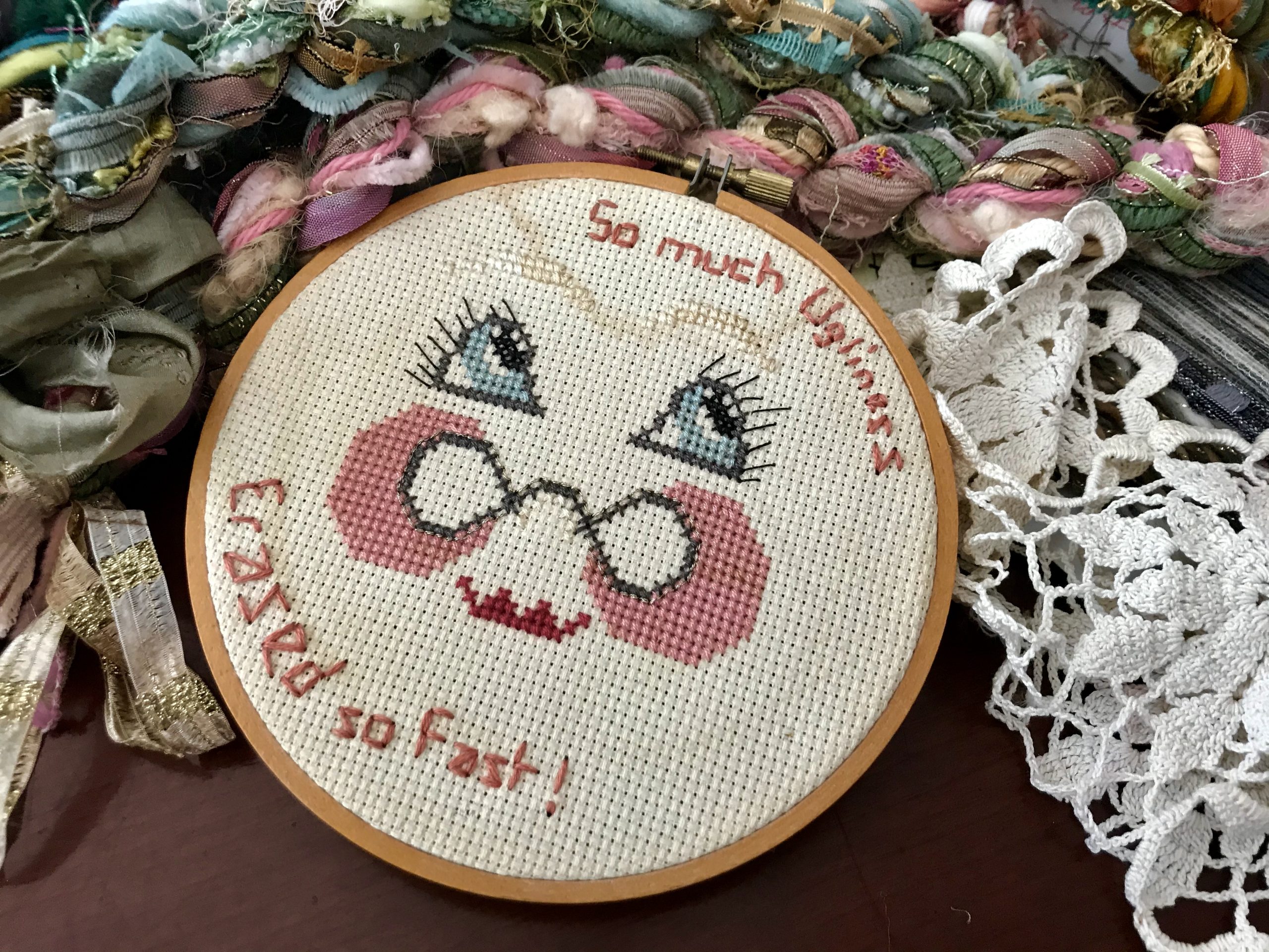 so much ugliness erased so fast on needlepoint sampler